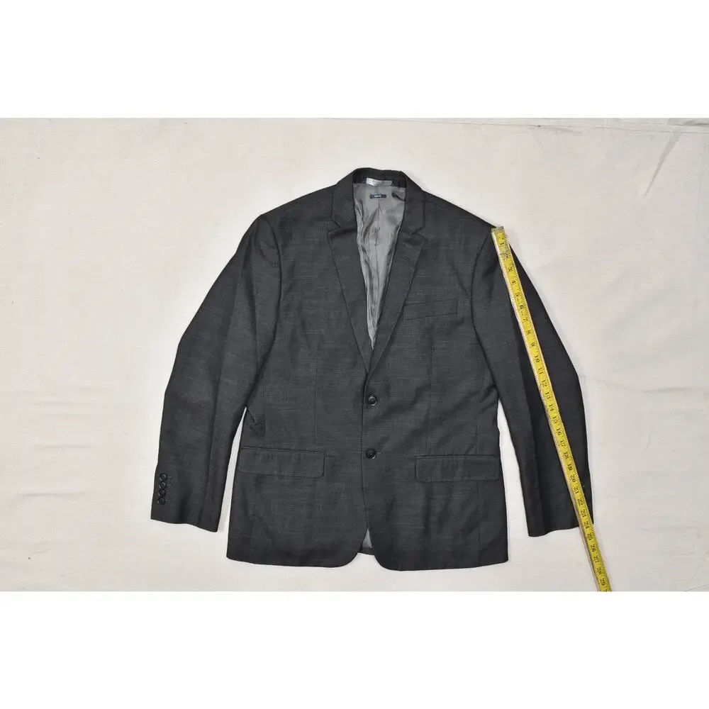 Perry Ellis 42 Short Slim Fit Gray Micro-Twill 2-Button Lined Sport Coat Jacket